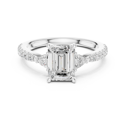 Emerald Cut Diamond Ring | Rose Gold Pavé Band | Luxury Bridal Engagement Statement Jewelry