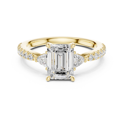 Emerald Cut Diamond Ring | Rose Gold Pavé Band | Luxury Bridal Engagement Statement Jewelry