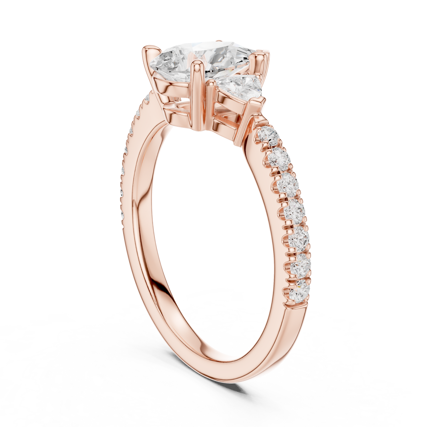 Pear Cut Bridal Diamond | Silver Rose Plated Ring | Designed For Modern Royal Love