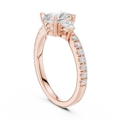 Pear Cut Bridal Diamond | Silver Rose Plated Ring | Designed For Modern Royal Love