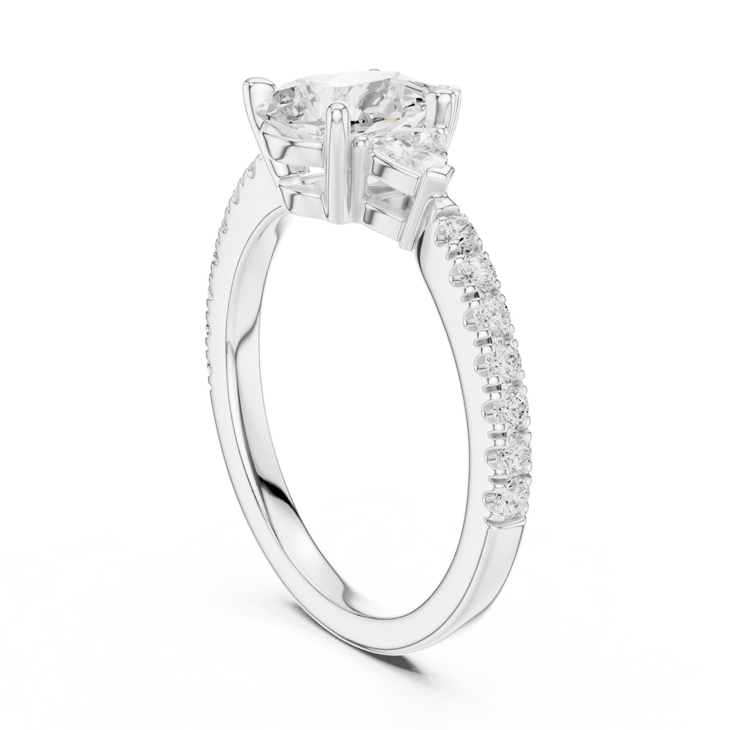 Pear Cut Bridal Diamond | Silver Rose Plated Ring | Designed For Modern Royal Love