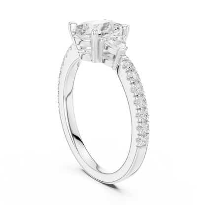 Pear Cut Bridal Diamond | Silver Rose Plated Ring | Designed For Modern Royal Love