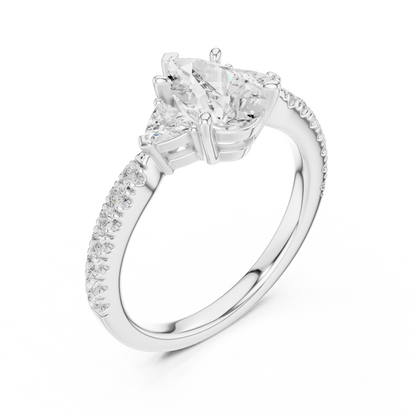 Pear Cut Bridal Diamond | Silver Rose Plated Ring | Designed For Modern Royal Love