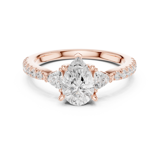 Pear Cut Bridal Diamond | Rose Gold Ring | Designed For Modern Royal Love