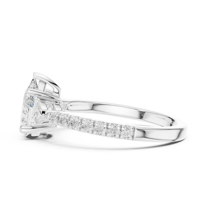 Pear Cut Bridal Diamond | Silver Rose Plated Ring | Designed For Modern Royal Love