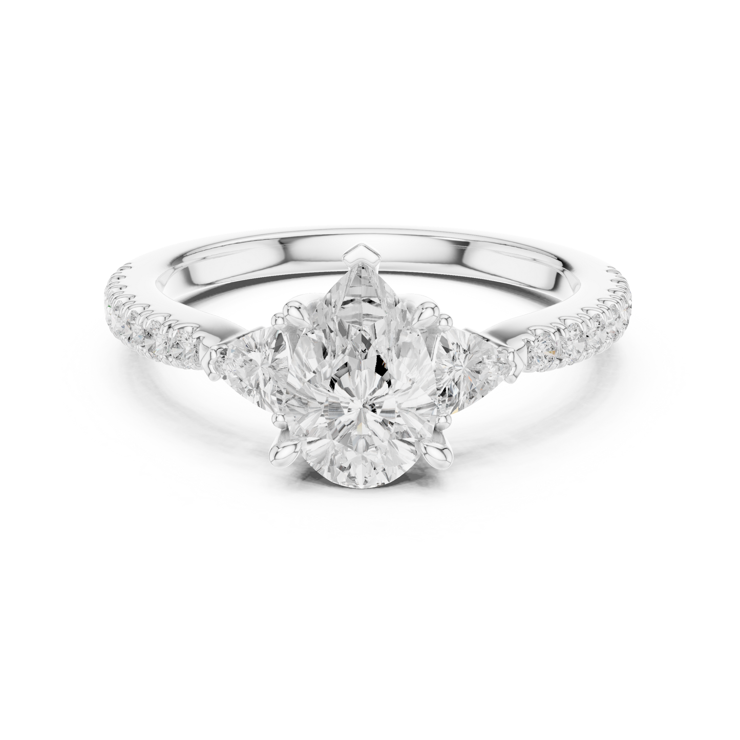 Pear Cut Bridal Diamond | Silver Rose Plated Ring | Designed For Modern Royal Love