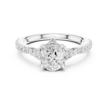 Pear Cut Bridal Diamond | Silver Rose Plated Ring | Designed For Modern Royal Love