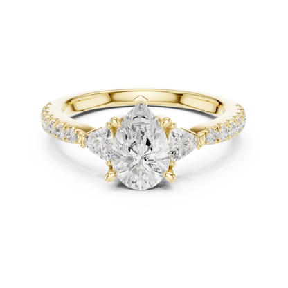 Pear Cut Bridal Diamond | Silver Rose Plated Ring | Designed For Modern Royal Love