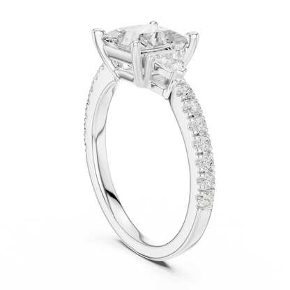 Aristocrat Princess Cut Ring | Luxury Diamond Gold Band | Royal Bridal Engagement Jewelry Design