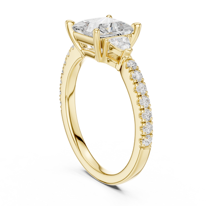 Aristocrat Princess Cut Ring | Luxury Diamond Gold Band | Royal Bridal Engagement Jewelry Design