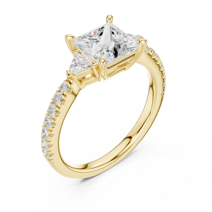 Aristocrat Princess Cut Ring | Luxury Diamond Gold Band | Royal Bridal Engagement Jewelry Design