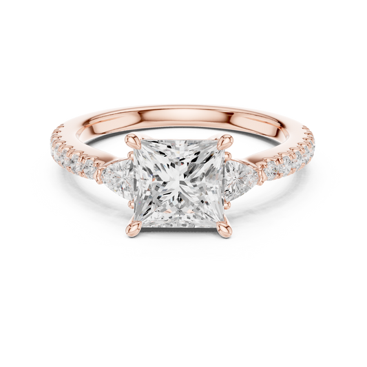Aristocrat Princess Cut Ring | Luxury Diamond Gold Band | Royal Bridal Engagement Jewelry Design