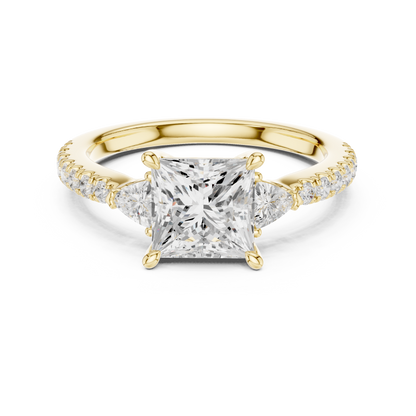 Aristocrat Princess Cut Ring | Luxury Diamond Gold Band | Royal Bridal Engagement Jewelry Design