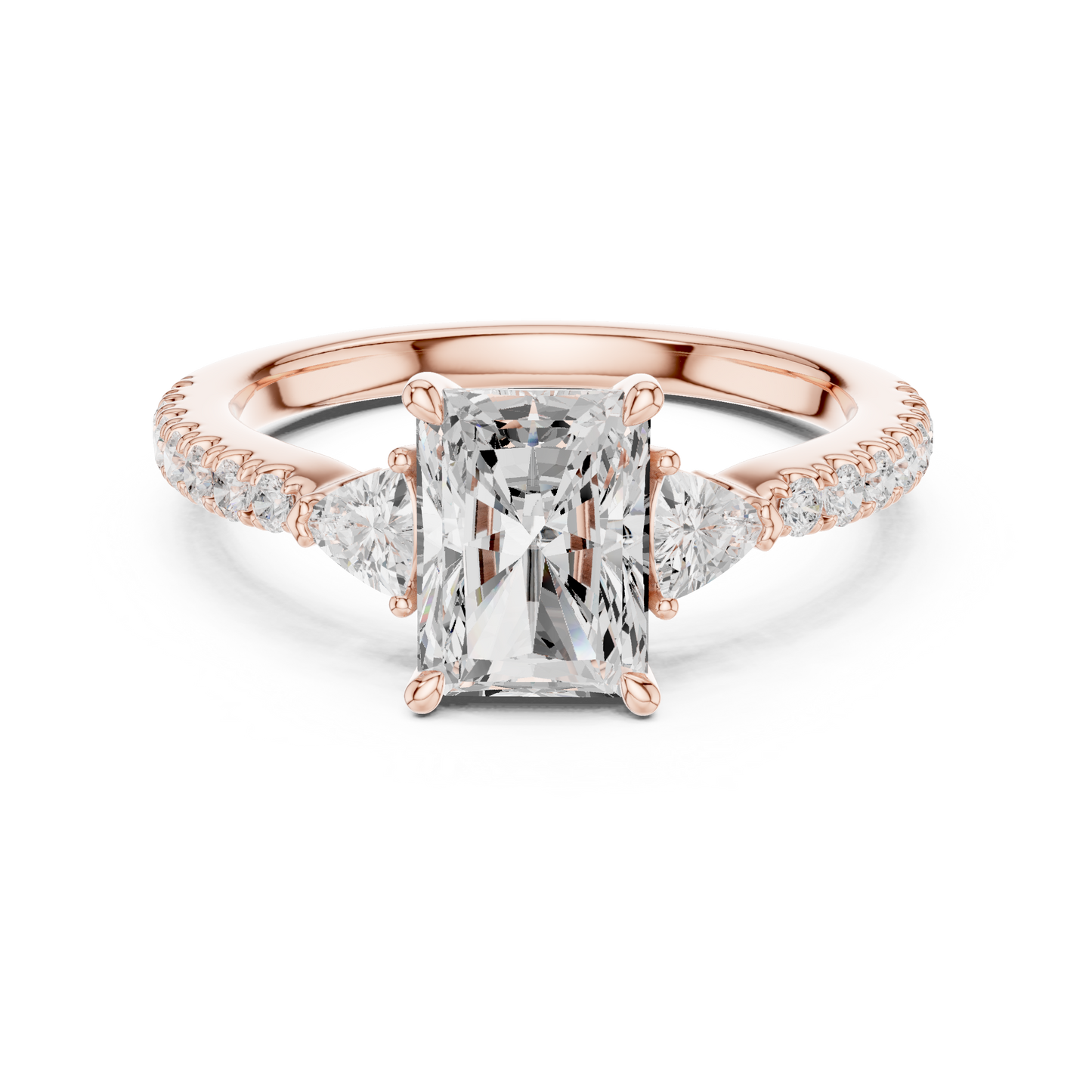 Emerald Diamond Engagement Ring | Premium Trio Stone Setting | Luxury Love Symbol For Eternity