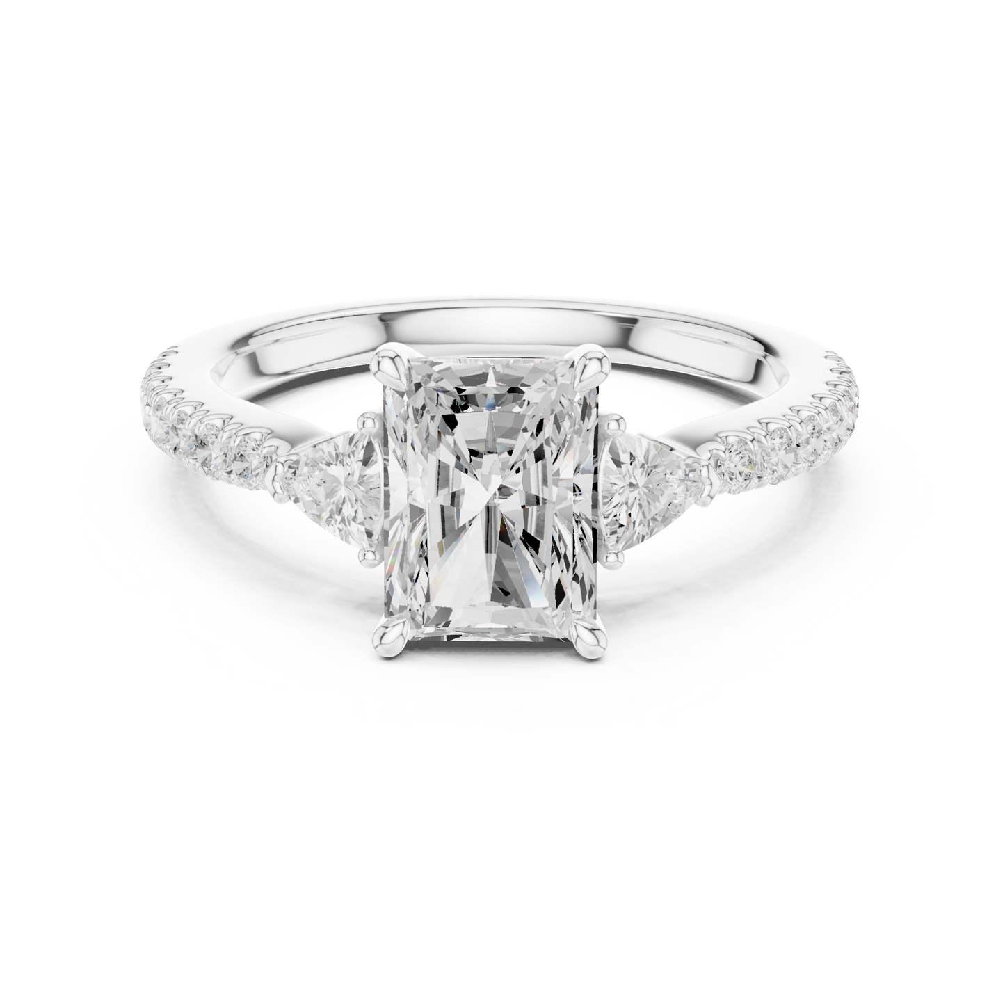 Emerald Diamond Engagement Ring | Premium Trio Stone Setting | Luxury Love Symbol For Eternity