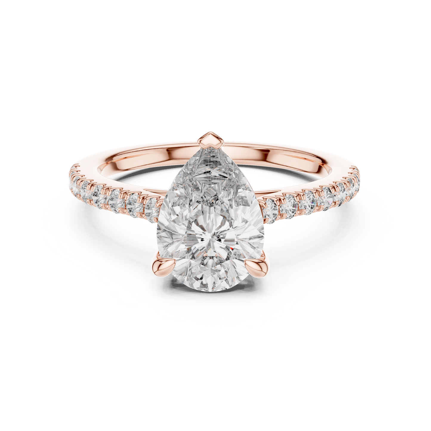 2.00ct Pear Cut Diamond Engagement Ring | Micro-Pavé Cathedral Setting | Classic Teardrop Solitaire Ring