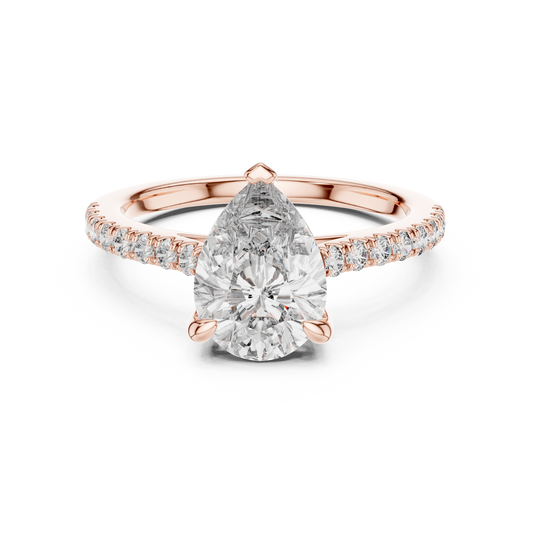 2.00ct Pear Cut Diamond Engagement Ring | Micro-Pavé Cathedral Setting | Classic Teardrop Solitaire Ring