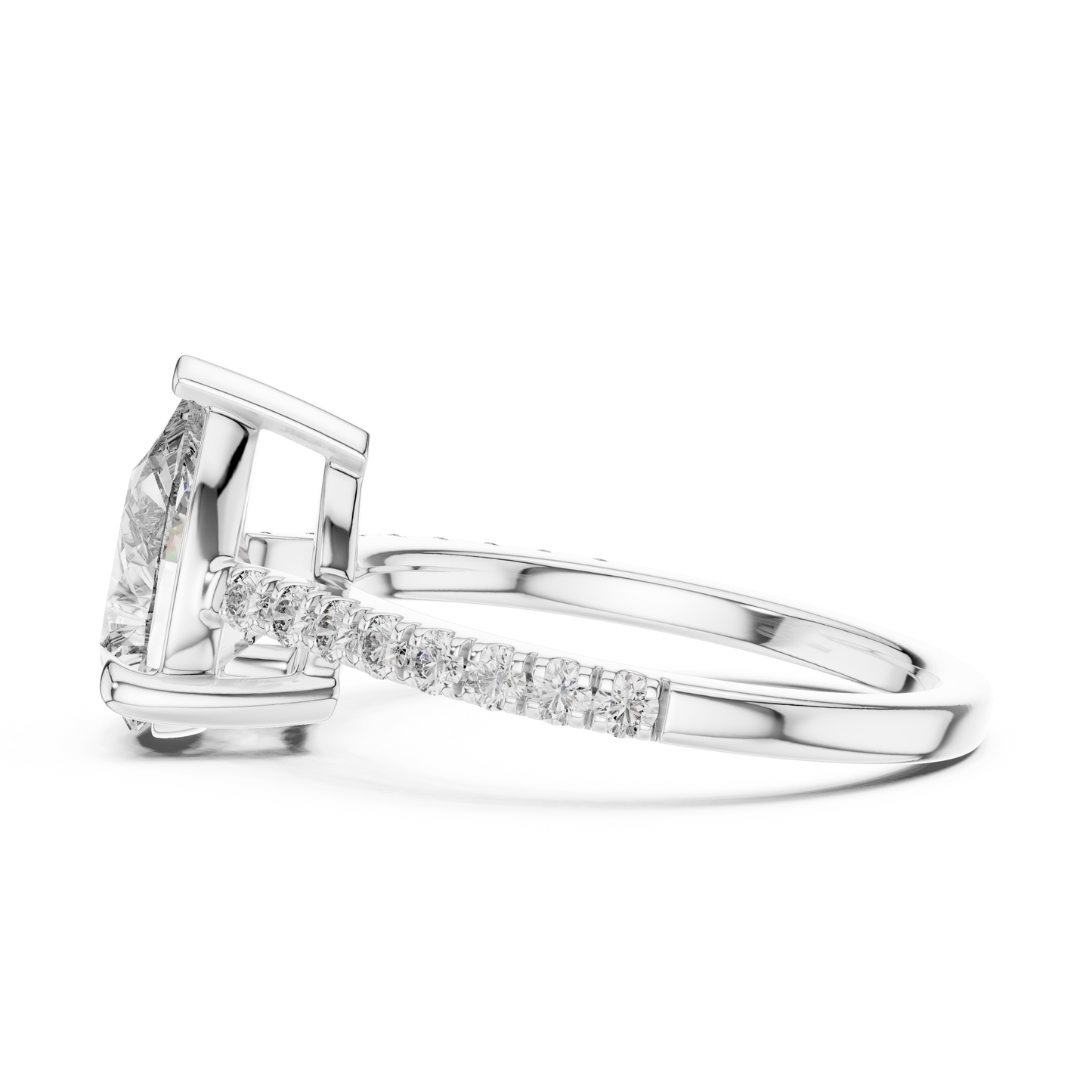 2.00ct Pear Cut Diamond Engagement Ring | Micro-Pavé Cathedral Setting | Classic Teardrop Solitaire Ring