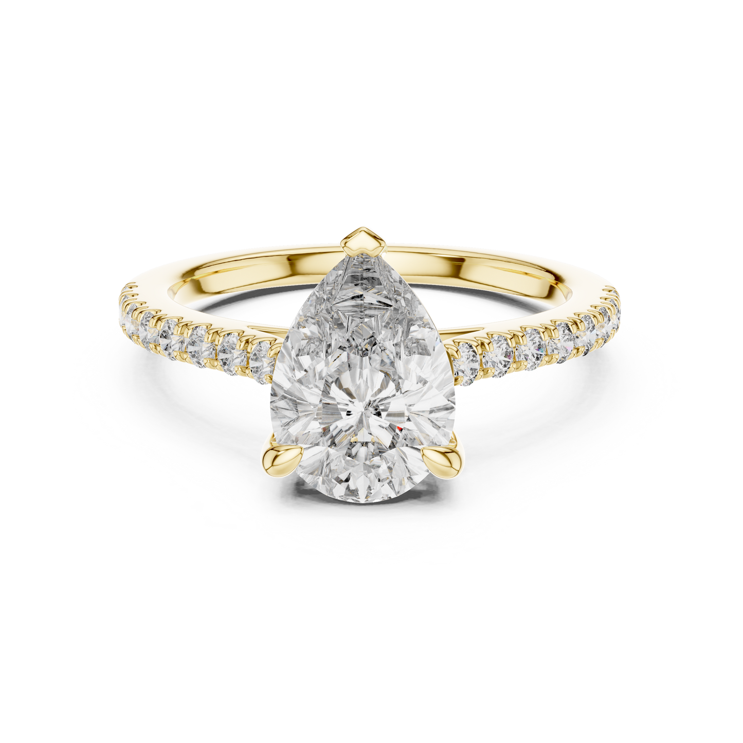 2.00ct Pear Cut Diamond Engagement Ring | Micro-Pavé Cathedral Setting | Classic Teardrop Solitaire Ring