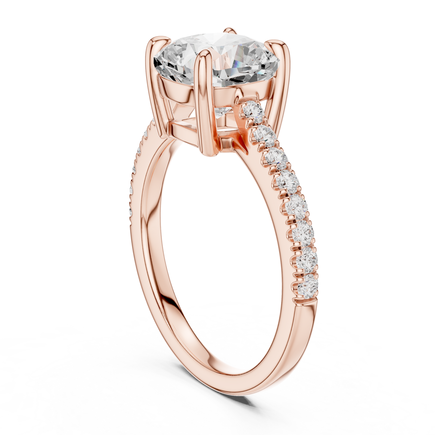 2.00Ct Sparkling Cushion Bridal Ring – Classic Solitaire with Pave Band, Proposal Jewelry