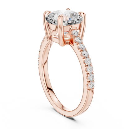 2.00Ct Sparkling Cushion Bridal Ring – Classic Solitaire with Pave Band, Proposal Jewelry