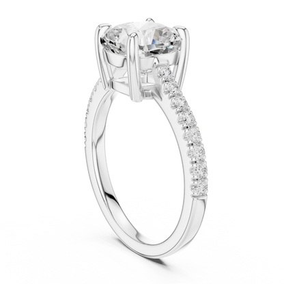 2.00Ct Sparkling Cushion Bridal Ring – Classic Solitaire with Pave Band, Proposal Jewelry