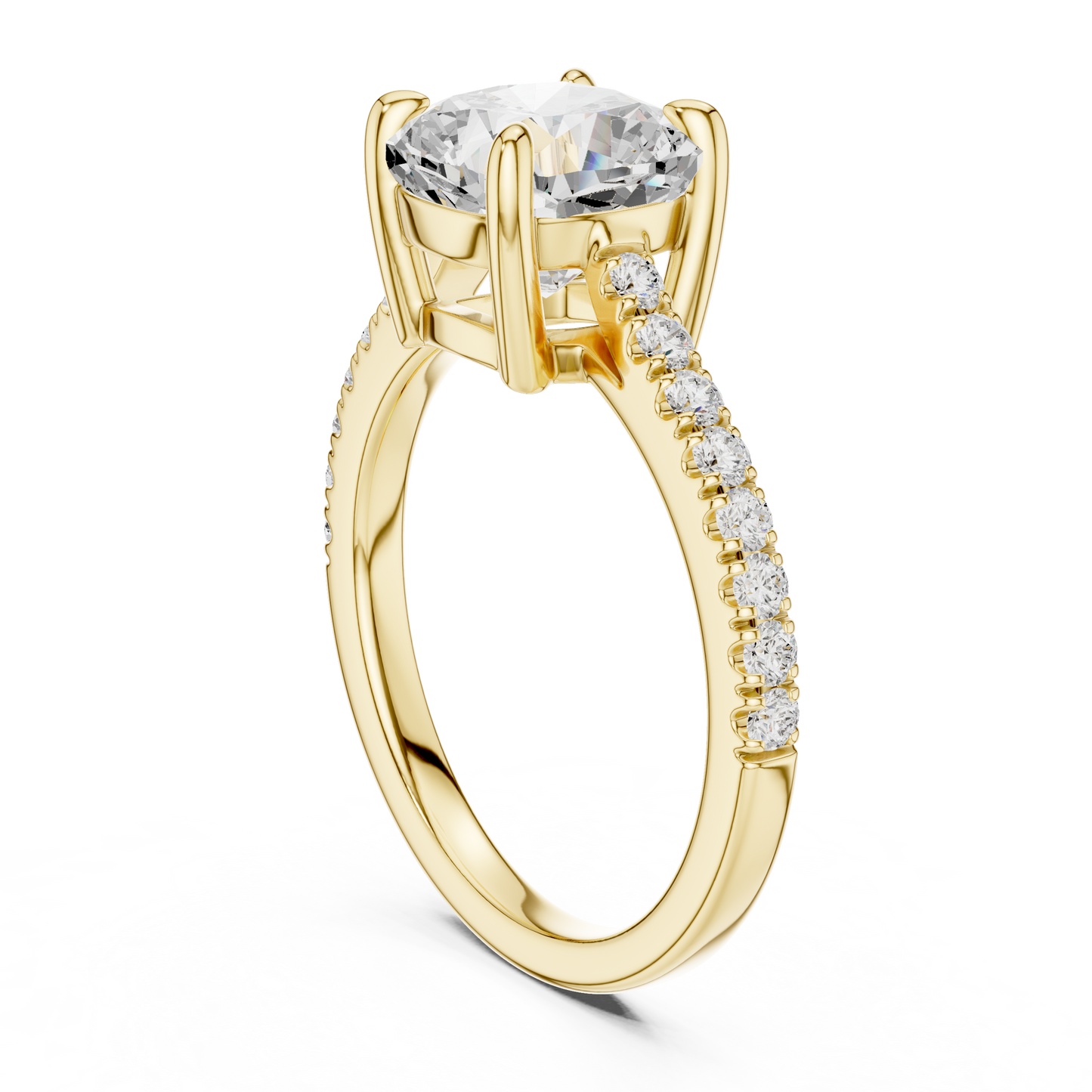 2.00Ct Sparkling Cushion Bridal Ring – Classic Solitaire with Pave Band, Proposal Jewelry