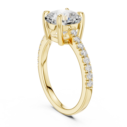 2.00Ct Sparkling Cushion Bridal Ring – Classic Solitaire with Pave Band, Proposal Jewelry