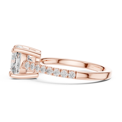 2.00Ct Sparkling Cushion Bridal Ring – Classic Solitaire with Pave Band, Proposal Jewelry
