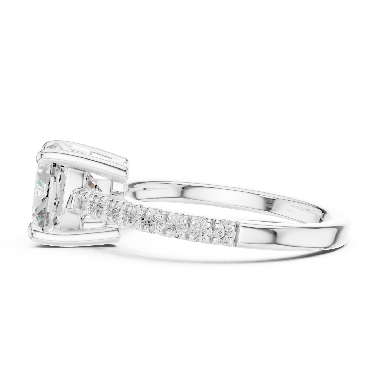2.00Ct Sparkling Cushion Bridal Ring – Classic Solitaire with Pave Band, Proposal Jewelry