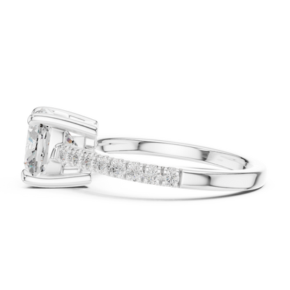 2.00Ct Sparkling Cushion Bridal Ring – Classic Solitaire with Pave Band, Proposal Jewelry