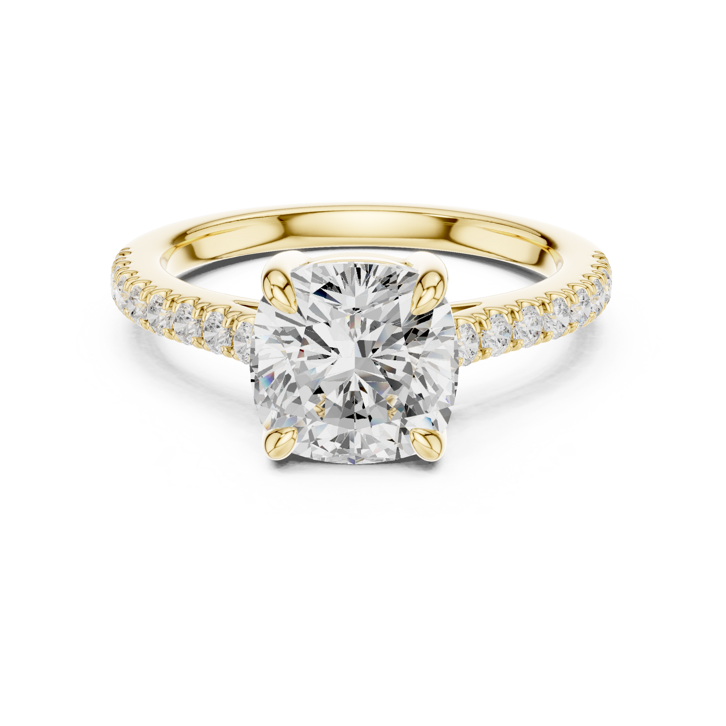 2.00Ct Sparkling Cushion Bridal Ring – Classic Solitaire with Pave Band, Proposal Jewelry