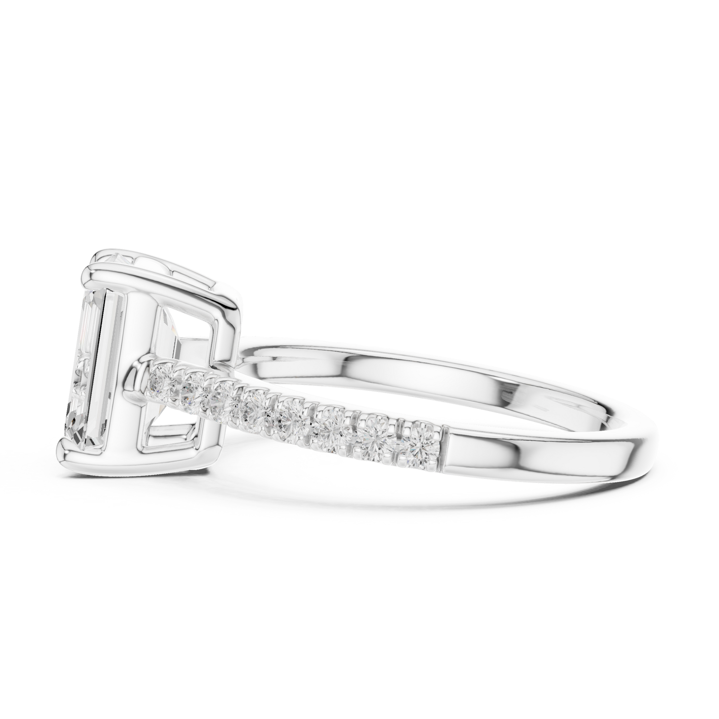 2.00CtEmerald Cut Lab Diamond Ring • Hidden Halo Style • Dainty Pavé Engagement Ring