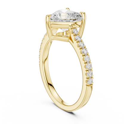 2.00CtHeart-Shaped Solitaire Engagement Ring • Dainty Pavé Band • Lab-Grown Diamond Ring