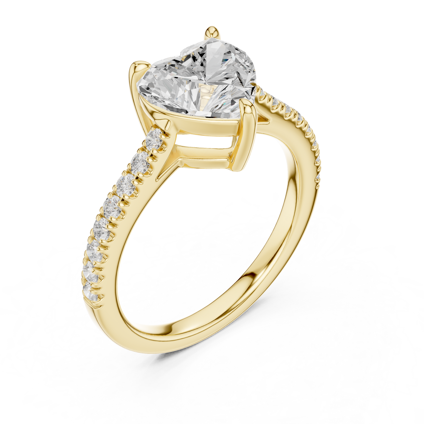 2.00CtHeart-Shaped Solitaire Engagement Ring • Dainty Pavé Band • Lab-Grown Diamond Ring