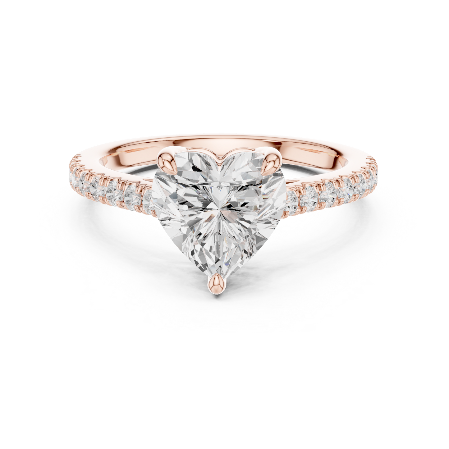 2.00CtHeart-Shaped Solitaire Engagement Ring • Dainty Pavé Band • Lab-Grown Diamond Ring
