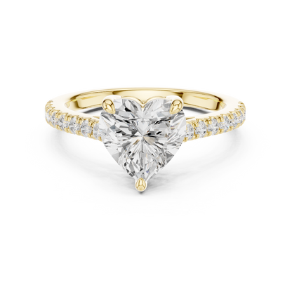 2.00CtHeart-Shaped Solitaire Engagement Ring • Dainty Pavé Band • Lab-Grown Diamond Ring