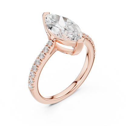 2.00Ct Marquise Cut Solitaire Ring • Delicate Diamond Accents • Proposal Ring • Anniversary Gift for Her