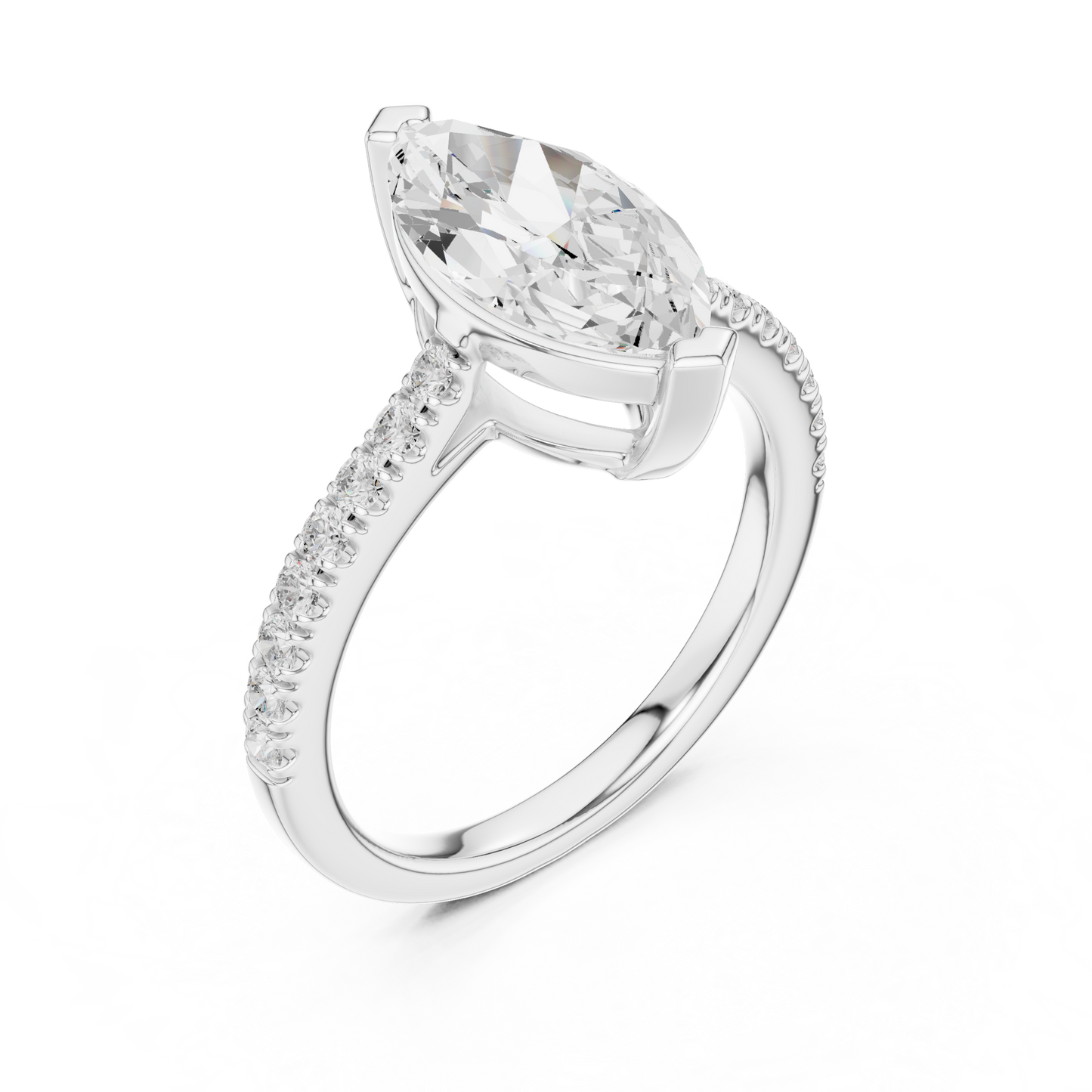 2.00Ct Marquise Cut Solitaire Ring • Delicate Diamond Accents • Proposal Ring • Anniversary Gift for Her