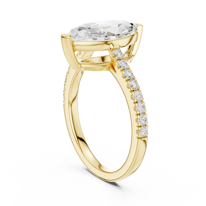 2.00Ct Marquise Cut Solitaire Ring • Delicate Diamond Accents • Proposal Ring • Anniversary Gift for Her