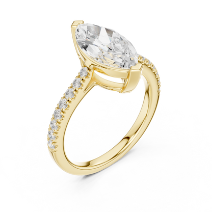 2.00Ct Marquise Cut Solitaire Ring • Delicate Diamond Accents • Proposal Ring • Anniversary Gift for Her