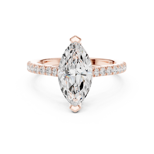 2.00Ct Marquise Cut Solitaire Ring • Delicate Diamond Accents • Proposal Ring • Anniversary Gift for Her