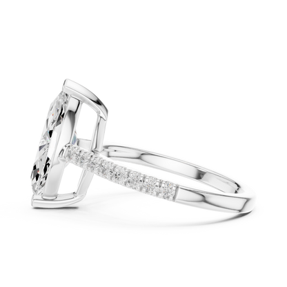 2.00Ct Marquise Cut Solitaire Ring • Delicate Diamond Accents • Proposal Ring • Anniversary Gift for Her