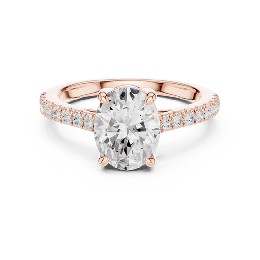 2.00CtOval Moissanite  Diamond Engagement Ring • Dainty Pave Ring • 925 Sterling Silver Oval Solitaire