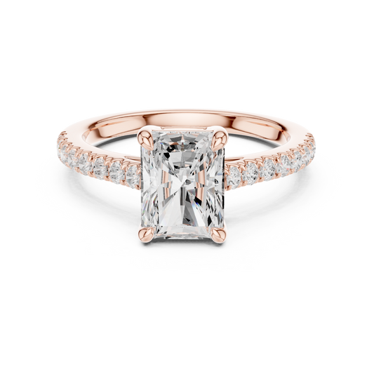 2.00CtRadiant Solitaire Ring • Ultra-Clear Moissanite Diamond • Skinny Pavé Band • Trending  Proposal Ring