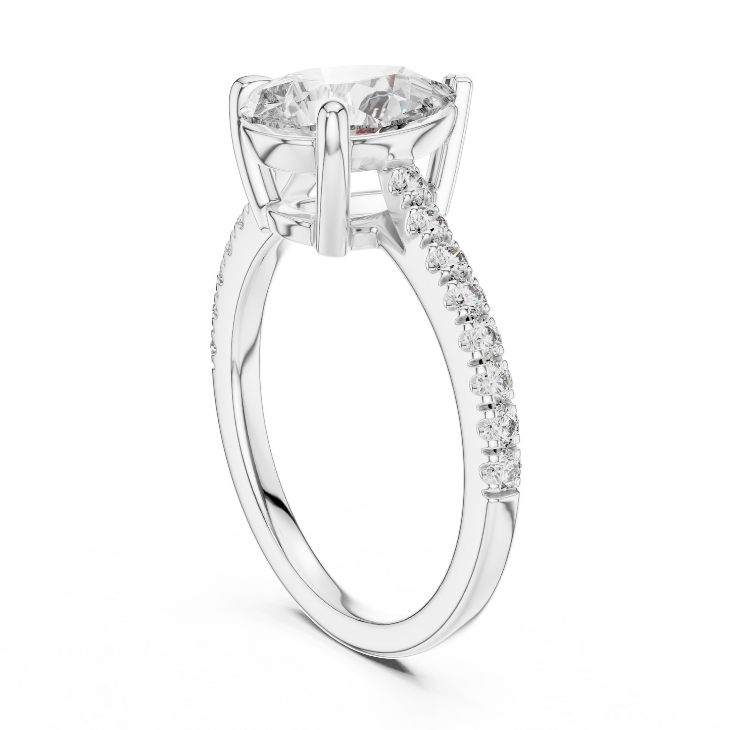 2.00ct Pear Cut Diamond Engagement Ring | Micro-Pavé Cathedral Setting | Classic Teardrop Solitaire Ring