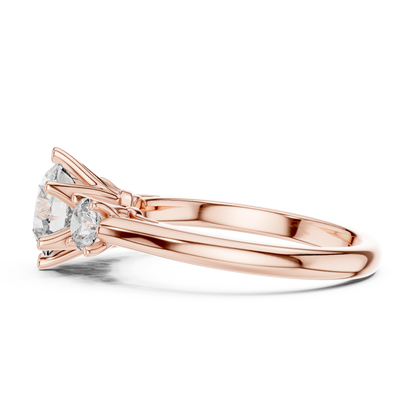 Three-Stone Round Cut Diamond Ring | Trilogy Engagement Ring | Modern Bridal Anniversary Gift |  ElegantTrio Design