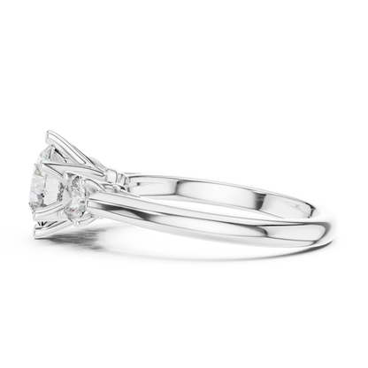 Three-Stone Round Cut Diamond Ring | Trilogy Engagement Ring | Modern Bridal Anniversary Gift |  ElegantTrio Design