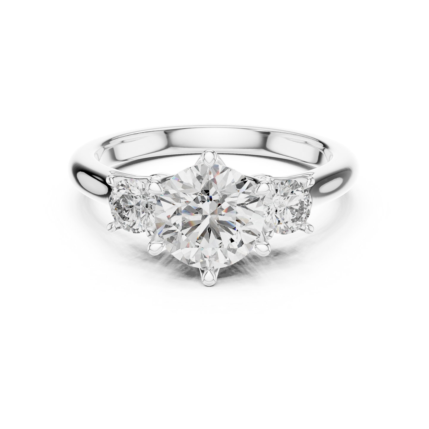 Three-Stone Round Cut Diamond Ring | Trilogy Engagement Ring | Modern Bridal Anniversary Gift |  ElegantTrio Design