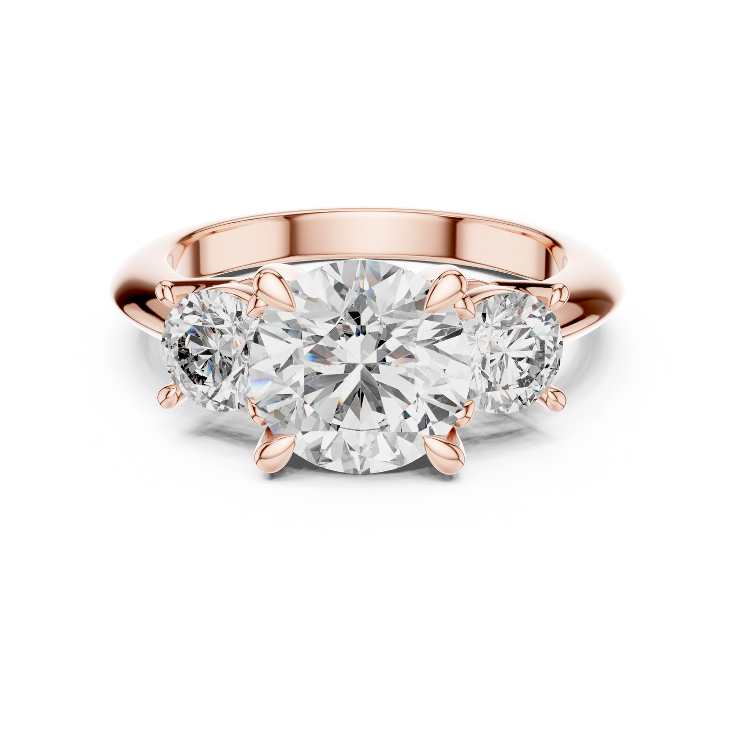 2.50Ct Opulent Triad Spark Ring • Triple Round Brilliance • Luxe Gold Engagement Design